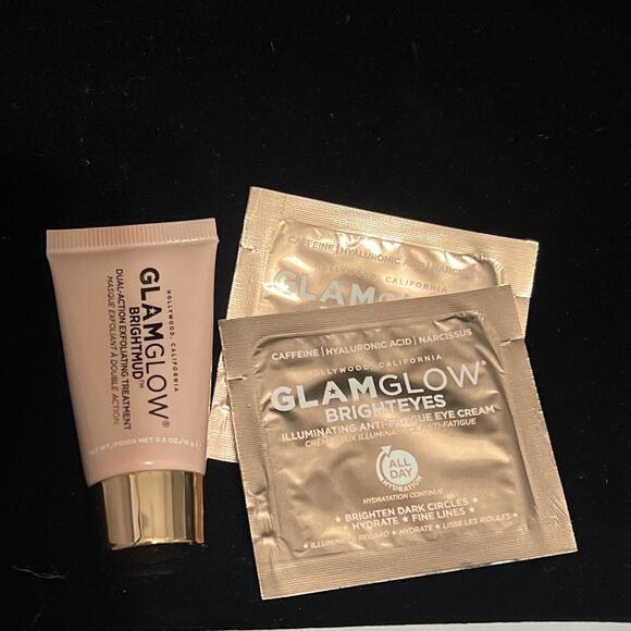 GLAMGLOW Brightmud Exfoliating Mask .5oz & 2Bright Eyes Eye Cream Samples Sealed - Picture 11 of 11